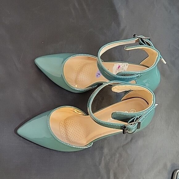 BRAND NEW LINK WOMEN"S FASHION ANKLE STRAP BUCKLE SLIP ON POINTED TOE SHOE - Picture 7 of 15